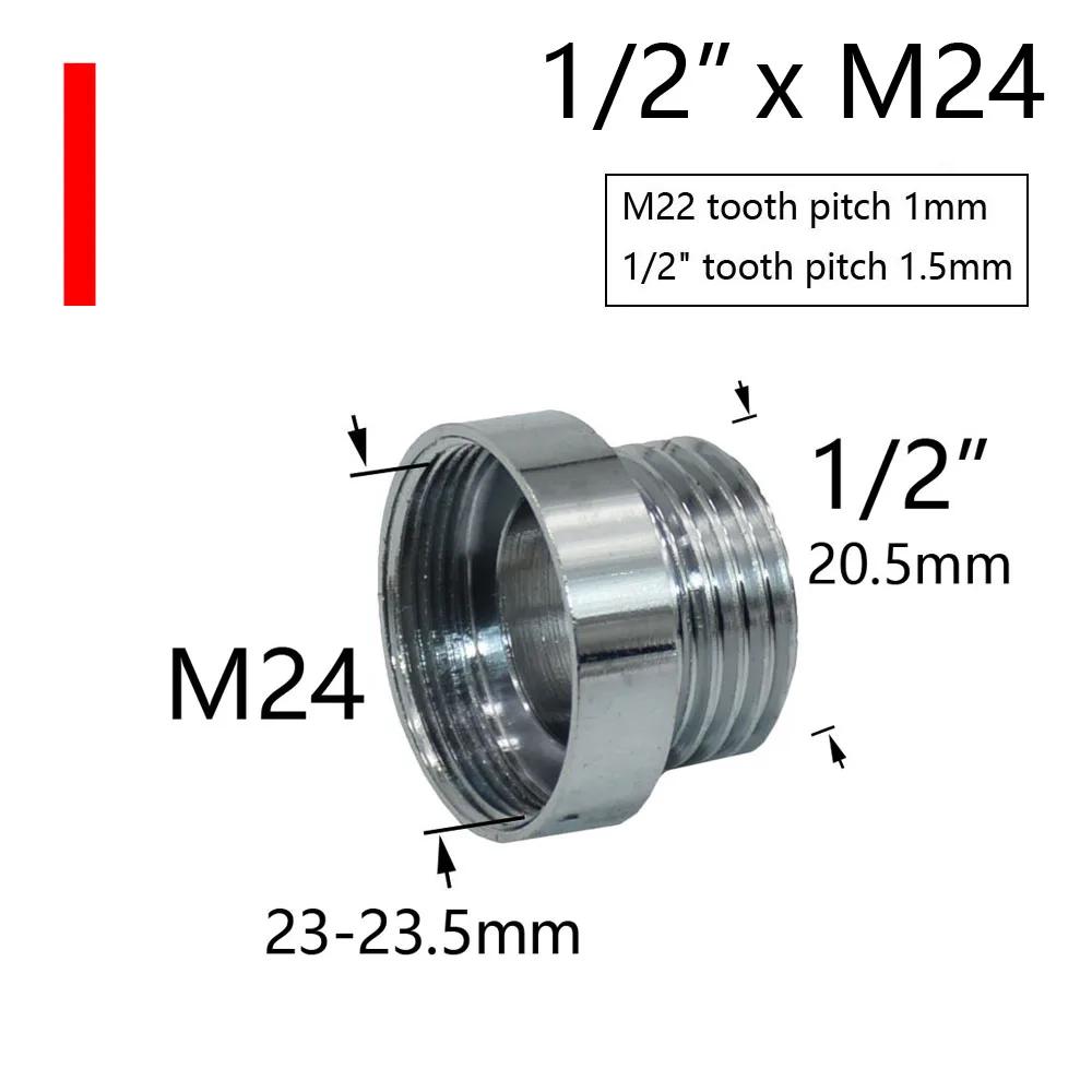 Coupleur de robinet d'eau en laiton argenté 1/2 à M16 M18 M20 M22 M24 M28, raccords de connecteur fi