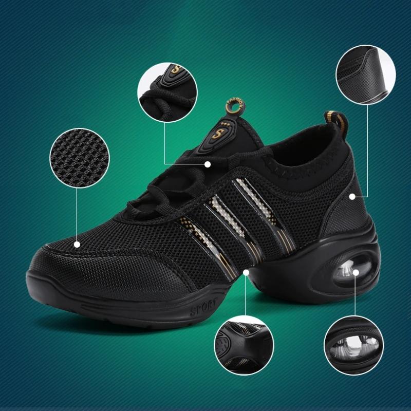 Chaussures de Jazz respirantes pour femmes - Lacets modernes, plateforme à coussin d'air pour danse et marche confortable