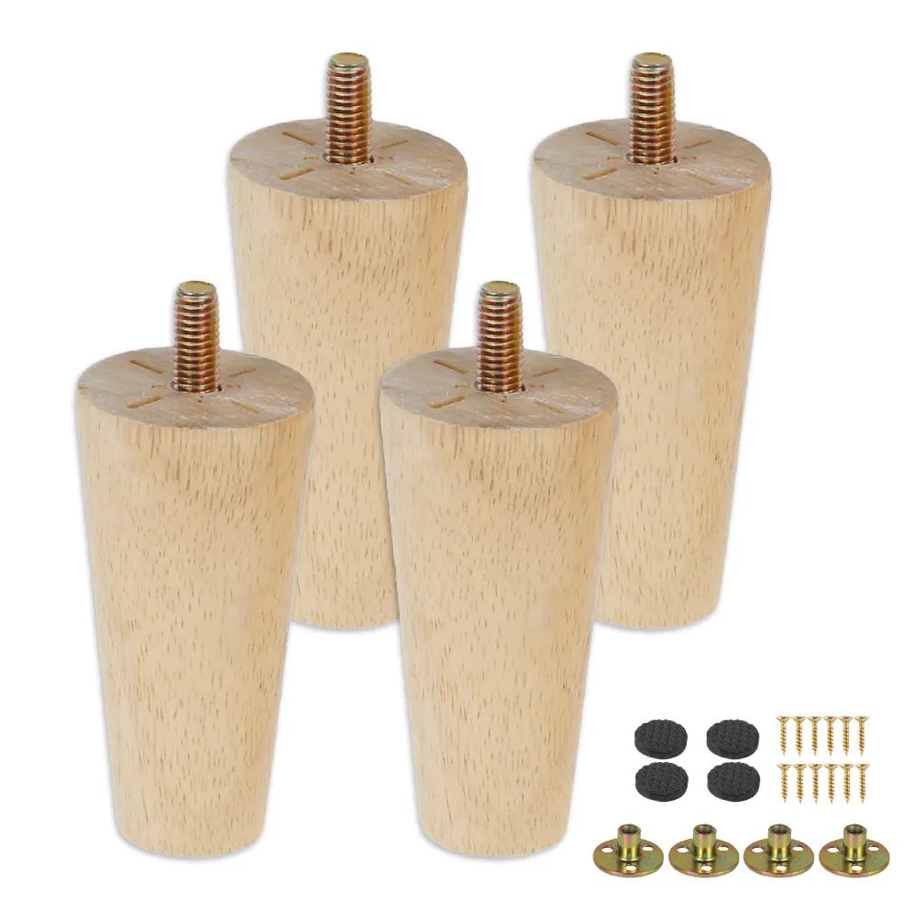 4 ensembles de pieds de meubles en bois massif, Kit de pieds de Table droits obliques, pieds de chai