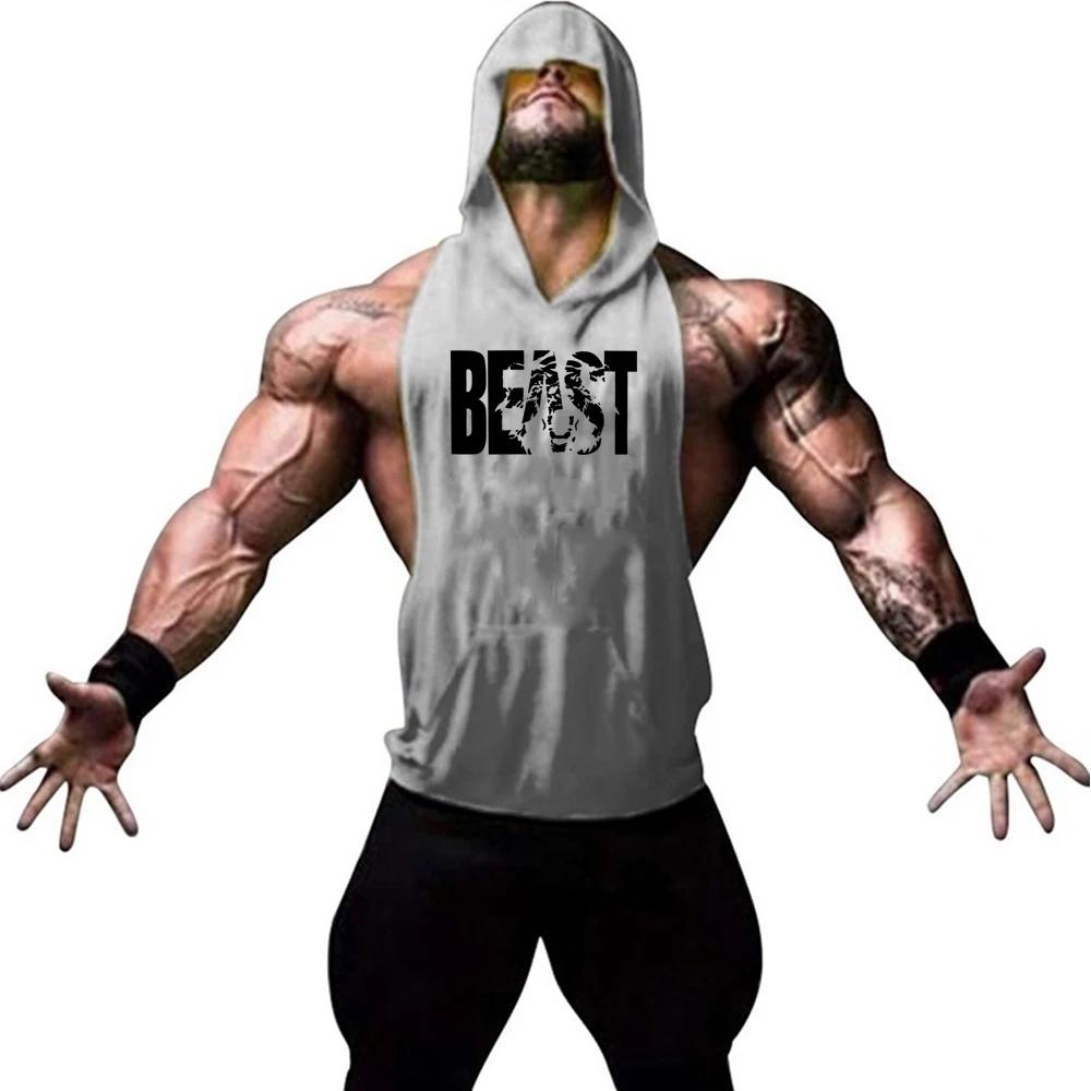 Gilet à capuche confortable hommes sweat décontracté fitness entraînement lettre imprimée mode estivale