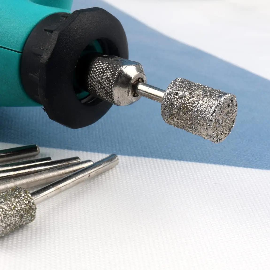 Tête de meulage diamantée à intervalles de grain 46, 5 pièces, tige de 3mm, points cylindriques endu