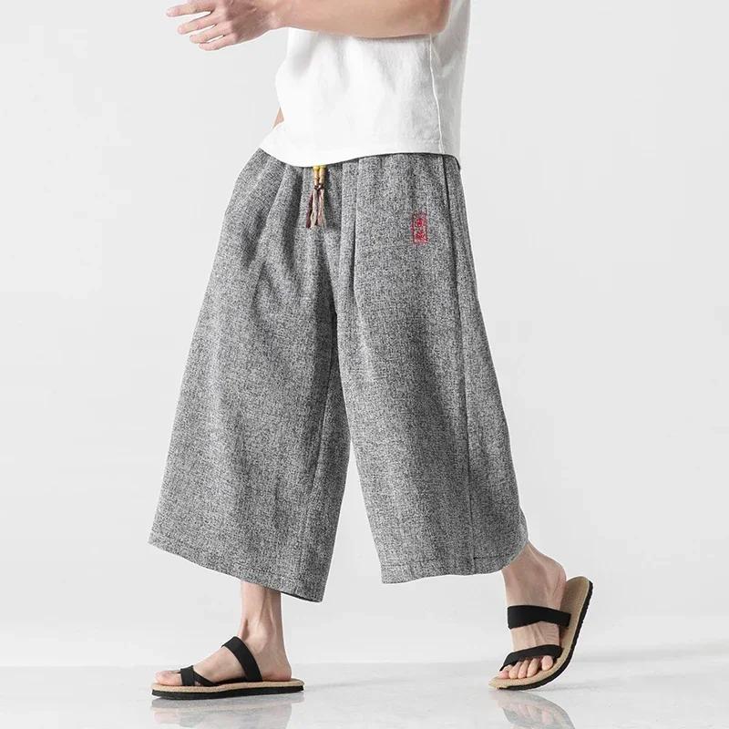 Pantalon Kimono de Style japonais pour hommes, pantalon de bain, samouraï japonais Harajuku, short a