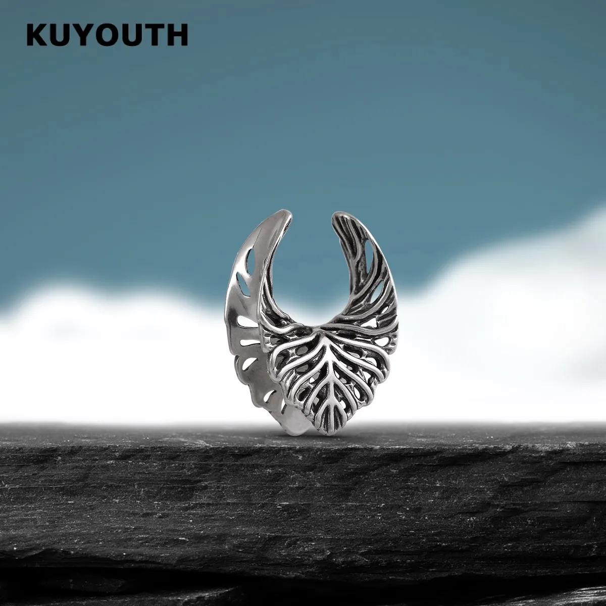  KUYOUTH Tunnels d'oreille, dilatateurs creux et écarteurs en forme de nervures de feuille, bijoux