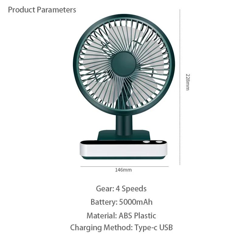 Ventilateur de bureau oscillant Rechargeable USB, 4 réglages de vitesse, Mini ventilateur de refroid