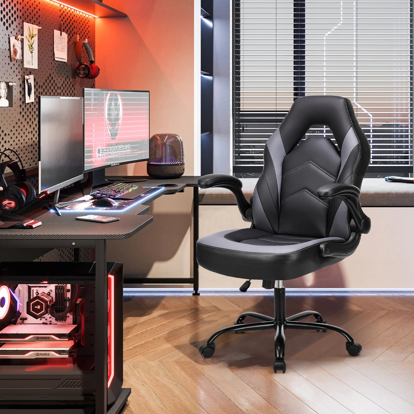 JHK ergonomique bureau ordinateur maison jeu chaise de bureau réglable en cuir PU chaise de course r