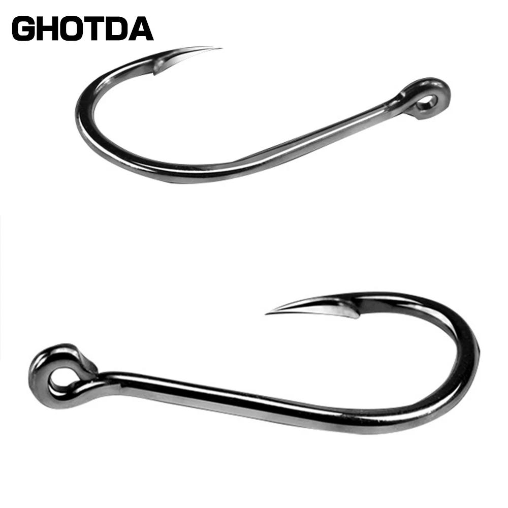 100 pièces taille 3-12 # Hameçons à œil annulaire, hameçon de pêche circulaire en acier à haute te