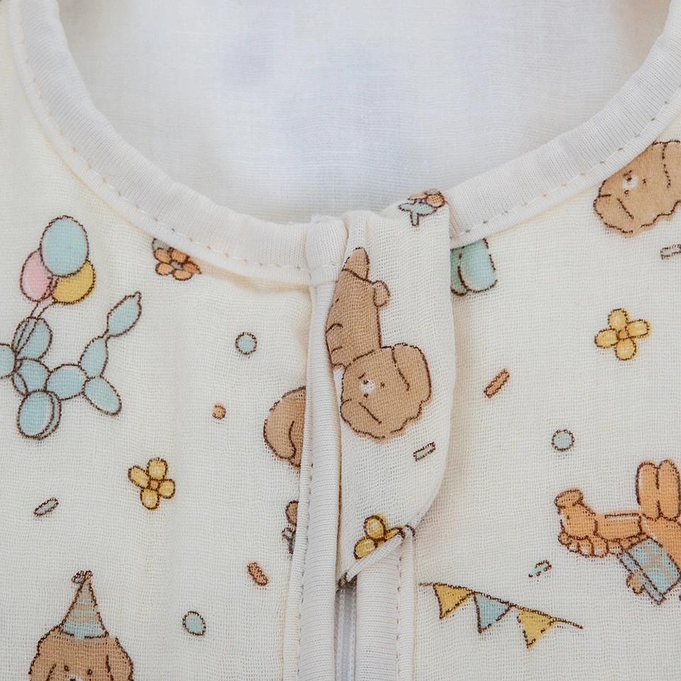 Sac de couchage pour bébé, manches amovibles, gaze fine et respirante en coton, conception à fermetu
