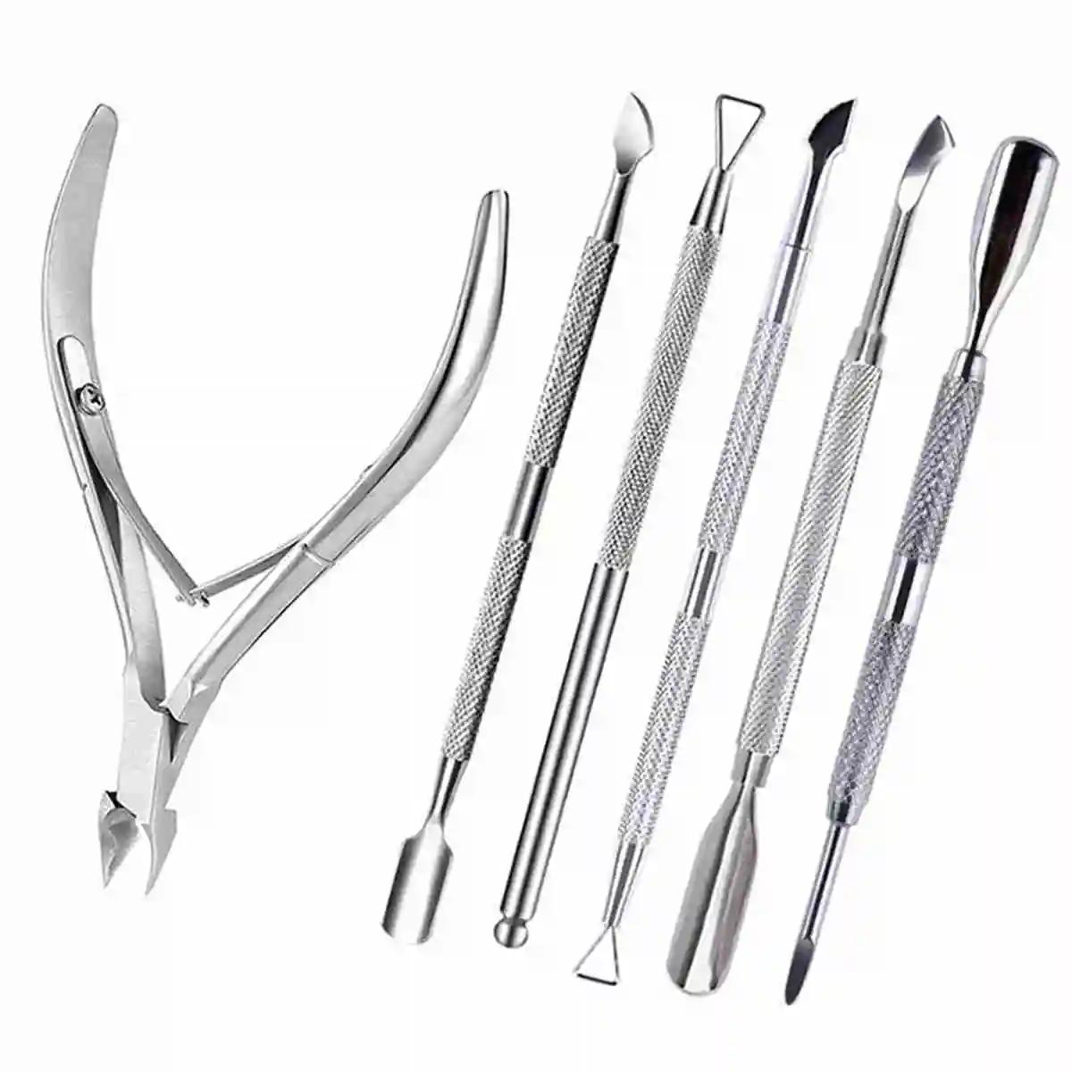 Coupe-ongles professionnel en acier inoxydable, ciseaux, pince multifonction, poussoir à cuticules,