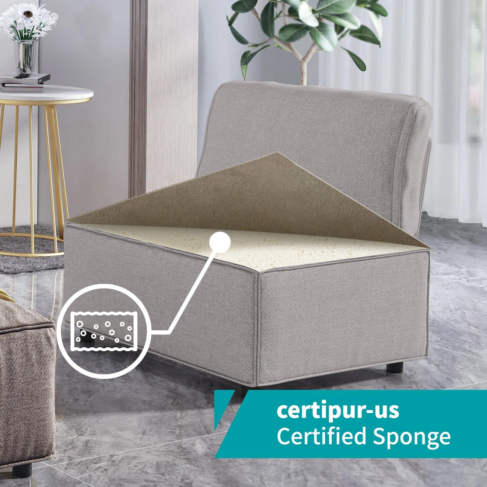 HORGgland-Canapé sectionnel modulaire en forme de U, canapé convertible aéré, pouf réversible, 6 pla