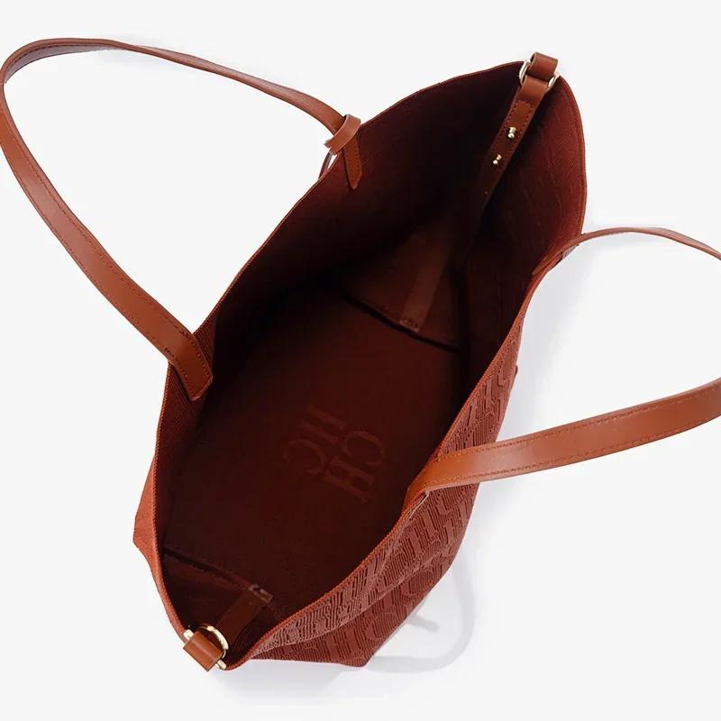 Sac fourre-tout CH de marque, sac tissé volanté, style vintage, couleur unie, grande capacité, multi