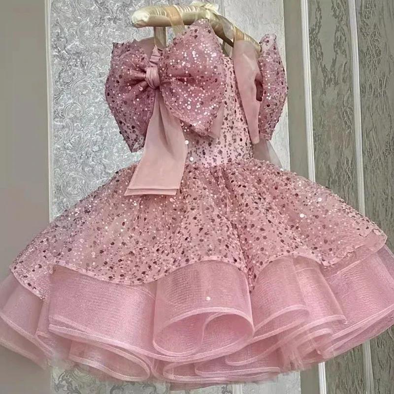 Robe de princesse à paillettes pour enfants, tenue élégante, vêtements d'occasion formels assortis p