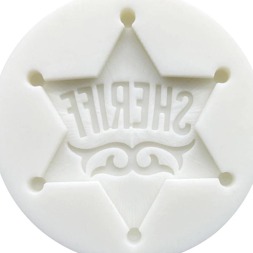 Moule de pâtisserie en Silicone pour cupcakes chocolat, Badge de Sheriff, outils en résine, outils d