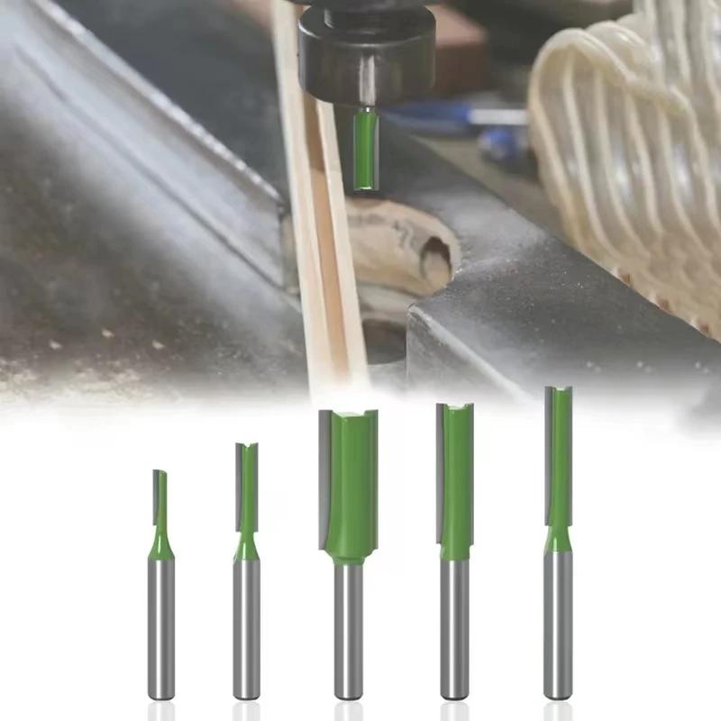 7 pièce/ensemble 6mm/1/4 "tige droite carbure de tungstène simple Double cannelure routeur fraise à