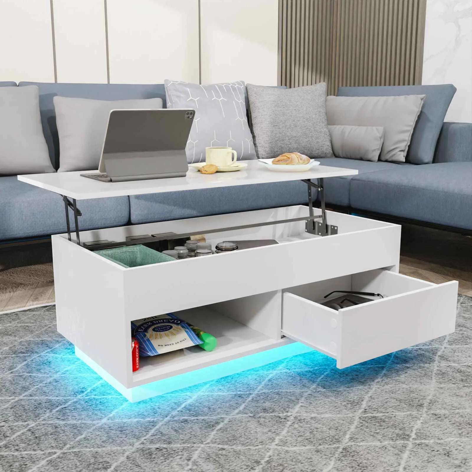 Table basse élévatrice à LED, meubles modernes ultimes, design élégant, décoration d'intérieur et di