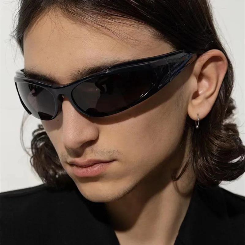 Y2k – lunettes de soleil Vintage Punk pour hommes et femmes, verres miroir ovales rétro, lunettes de