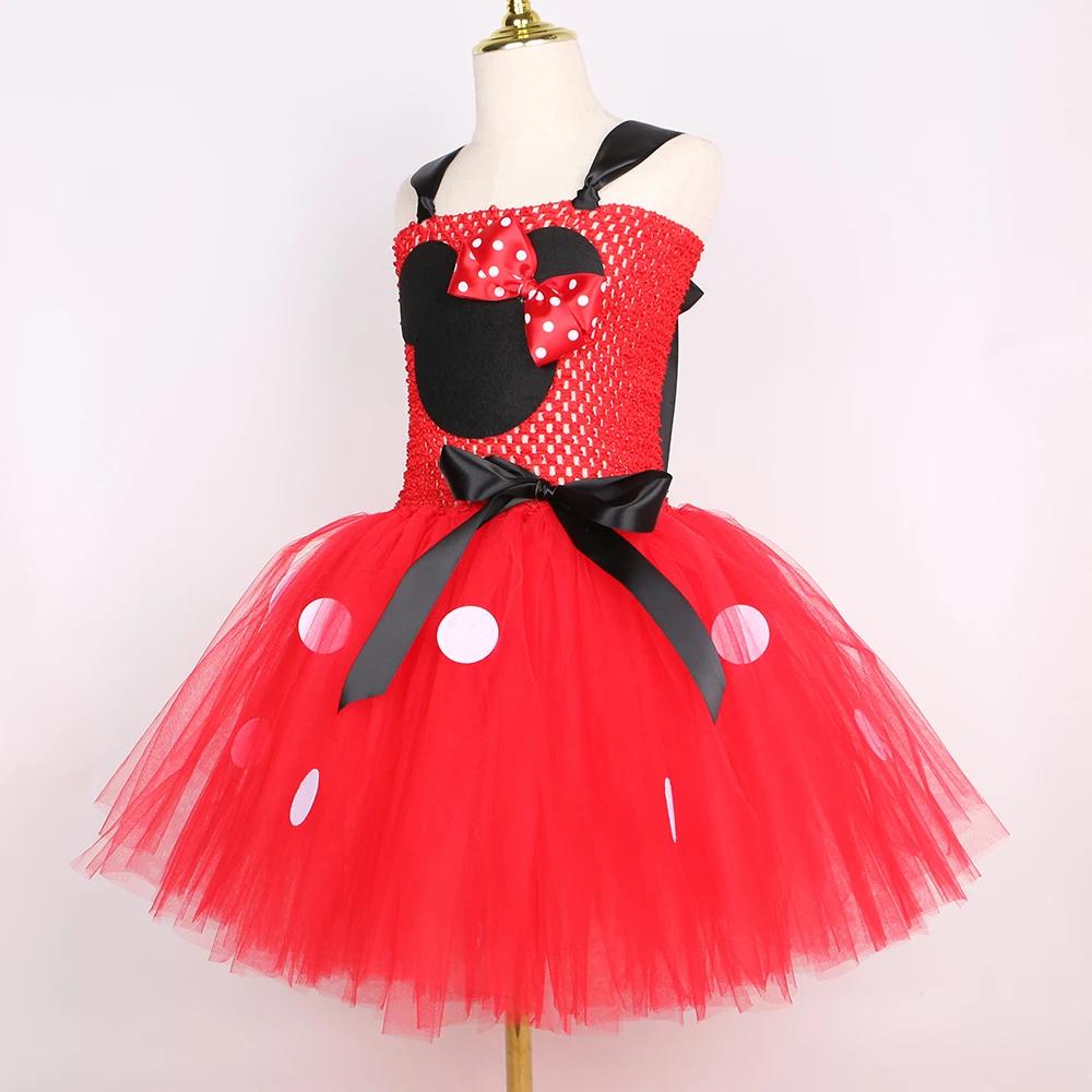 Filles rose rouge Minnie Tutu robe Costume à pois enfant en bas âge filles fantaisie princesse habil