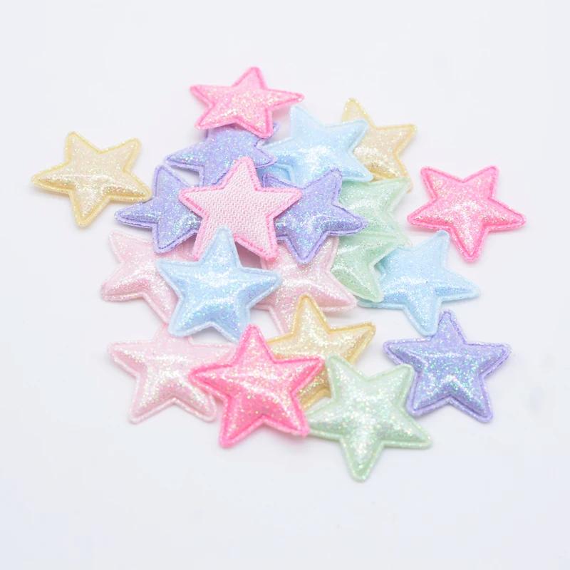 50 pièces 25mm Bling PU cuir étoile Applique pour bricolage fille chapeaux pinces à cheveux décor ac