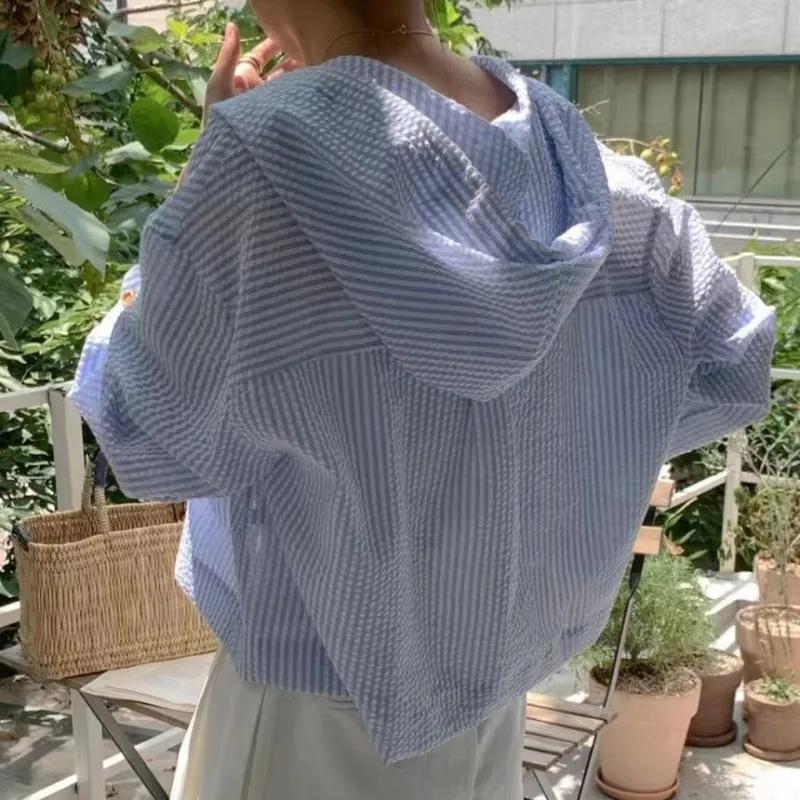 Chemise d'été pour femmes, mode parasol, manches longues, décontractée