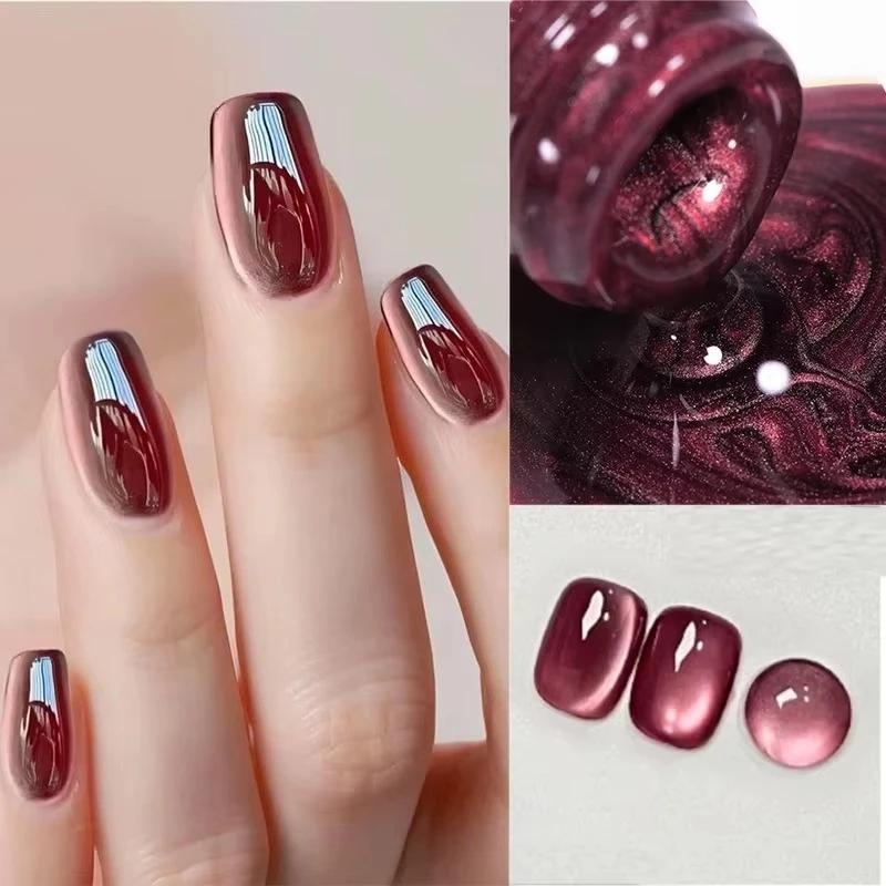 BORN PRETTY – vernis à ongles Gel magnétique en forme de chat, perle de verre scintillante, Flash bl