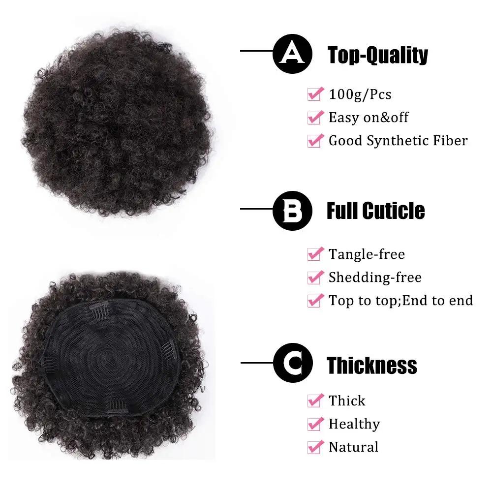 Extension de queue de cheval synthétique Afro bouffante, cheveux crépus bouclés avec cordon de serra