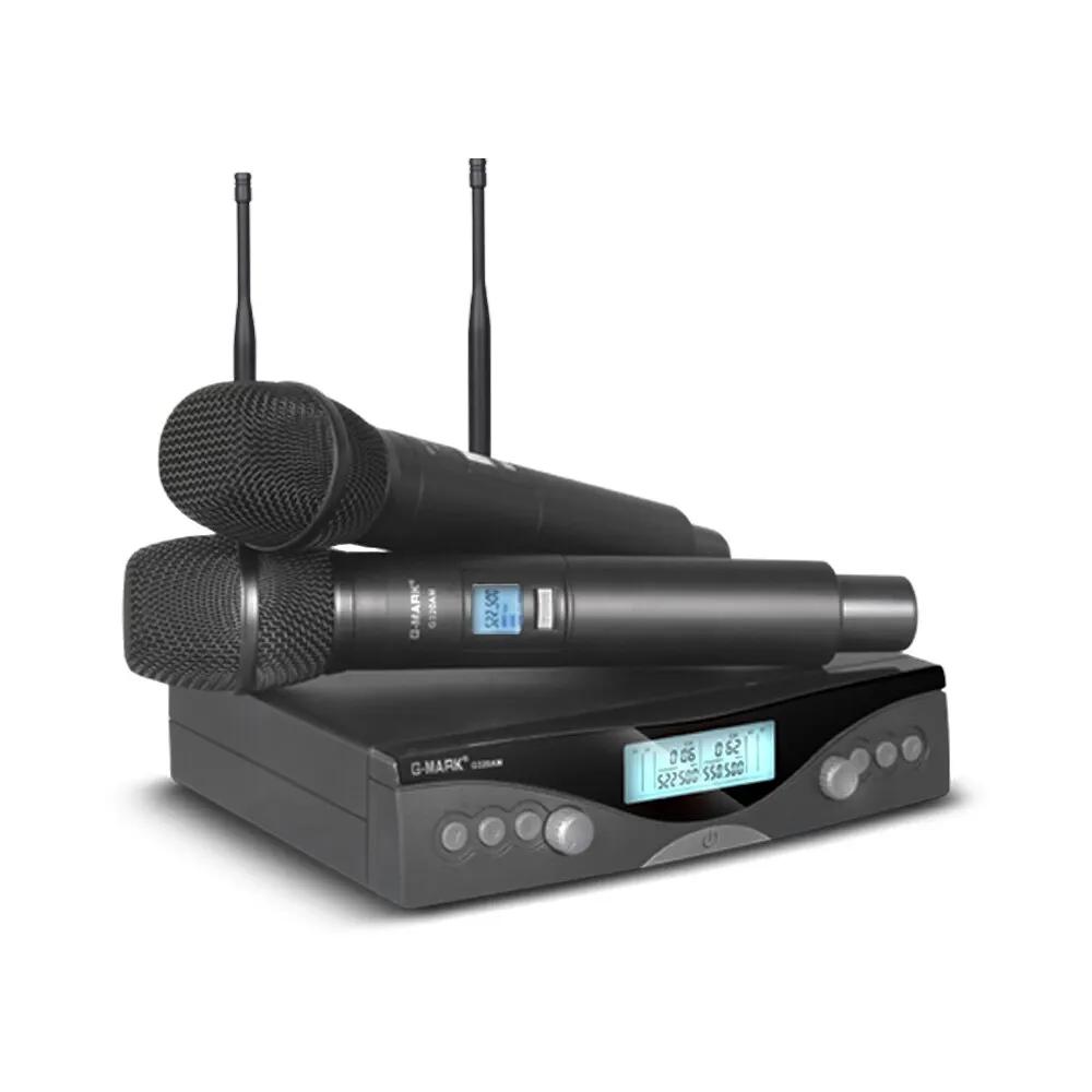 Sans fil Microphone G-MARK G320AM Professionnel UHF 2 Canaux Karaoké Mic De Poche Automatique Fréque