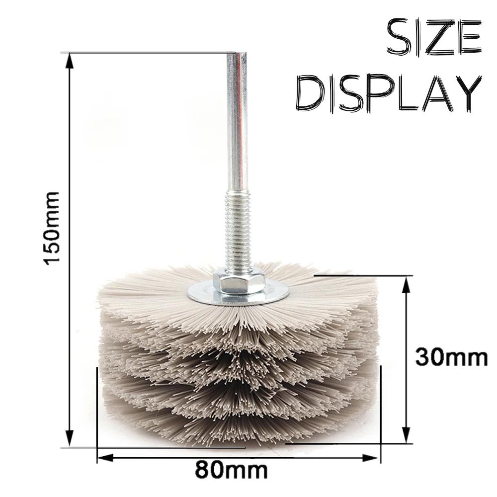 Tête de meulage en fil abrasif en Nylon de 80mm, brosse de roue, perceuse électrique, brosse de poli