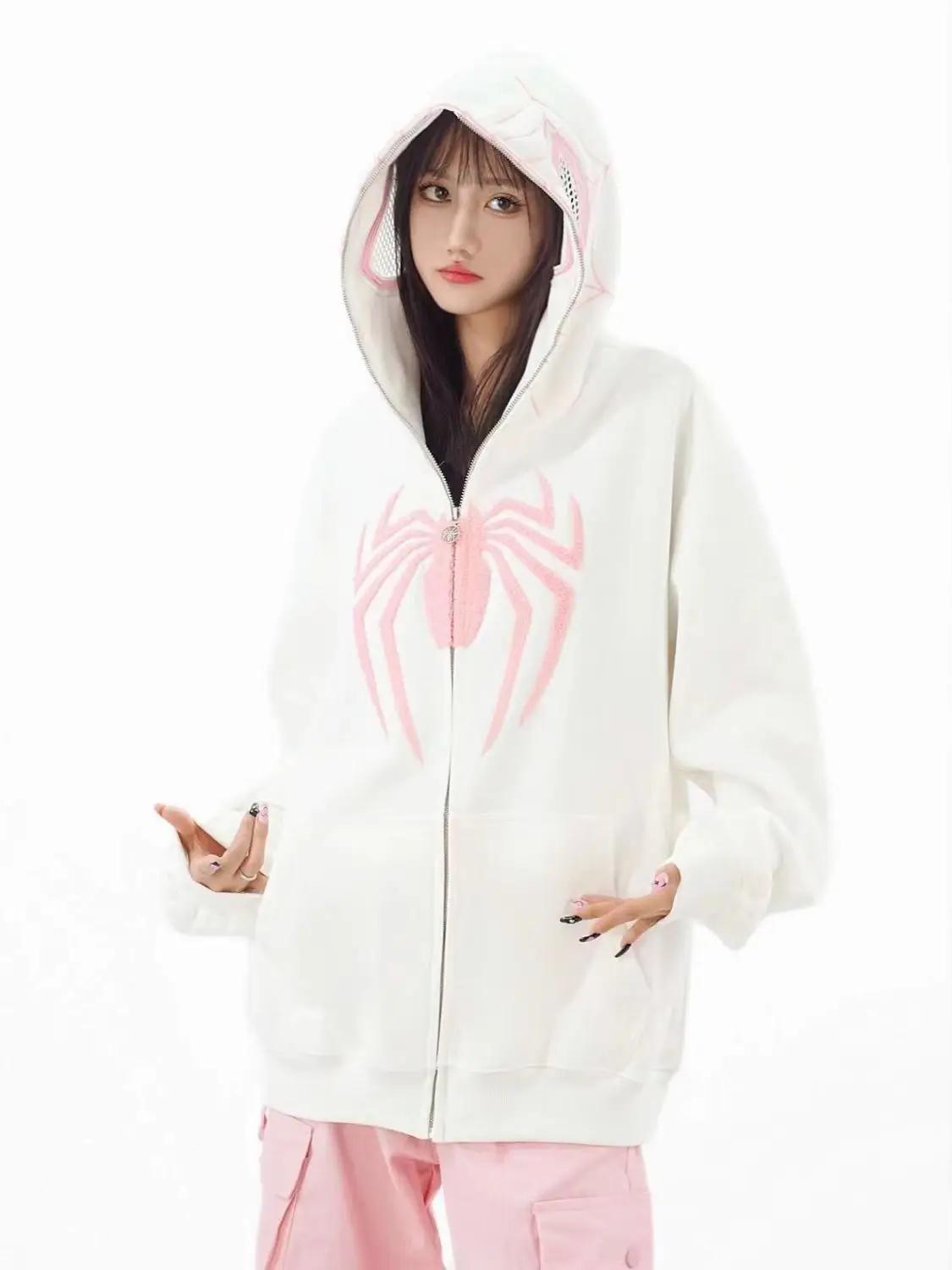 Sweat-shirt à capuche surdimensionné Y2k Spider pour homme et femme, Streetwear, vestes d'automne et
