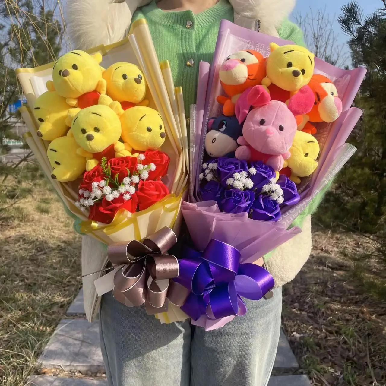 Dessin animé Winnie la piscine Bourriquet Bouquet boîte-cadeau animaux en peluche Bouquet de fleurs