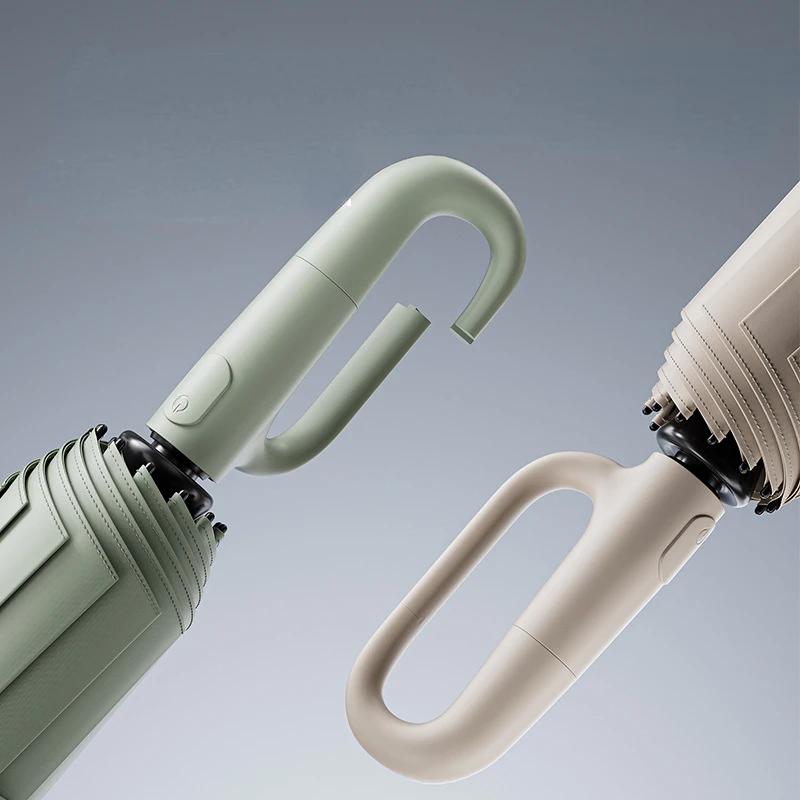Parapluie pliant inversé entièrement automatique pour hommes et femmes, avec boucle 60K, avec bande
