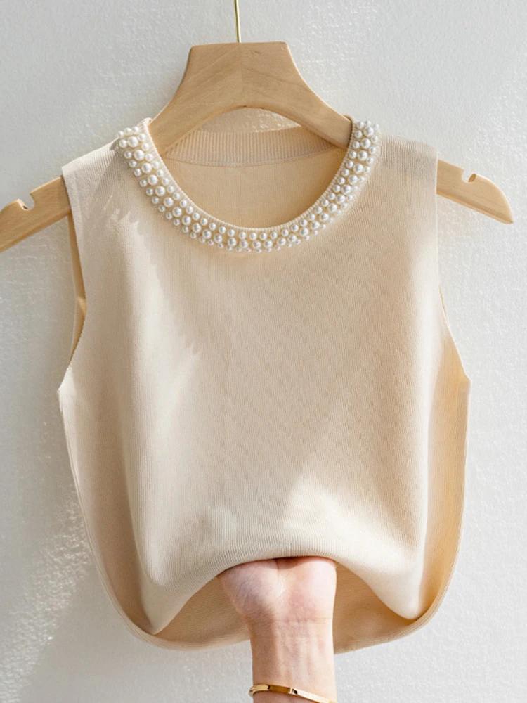 Corée tricoté gilets femmes haut solide réservoir Blusas Mujer De Moda été nouvelle mode femme sans