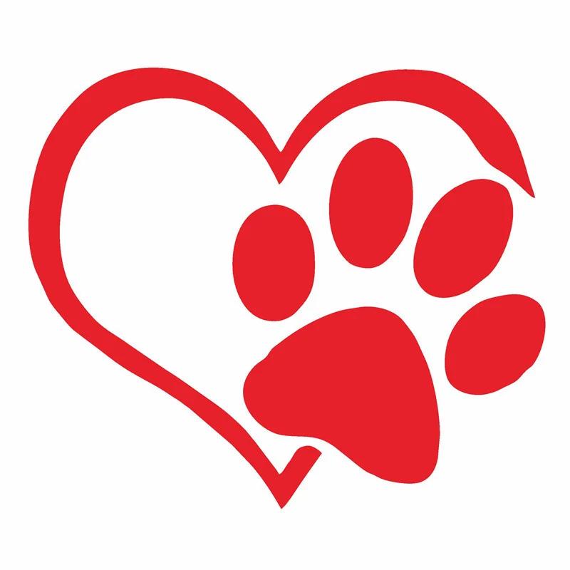Autocollant très réfléchissant avec empreinte de patte de chien, cœur d'amour, pour pare-chocs de fe