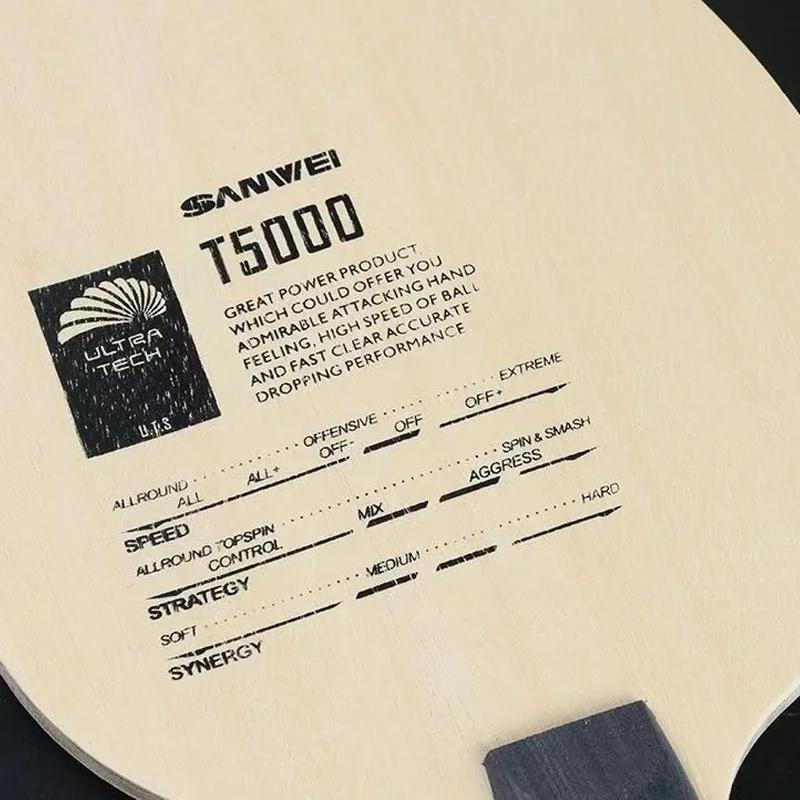 Sanwei – lame de Tennis de Table T5000 originale, 5 bois, 2 entrées en carbone, lame de Ping-Pong in