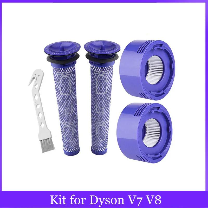 Pour aspirateurs sans fil Dyson V7 V8, pré-filtre et pré-filtre de remplacement + Kit de post-filtre