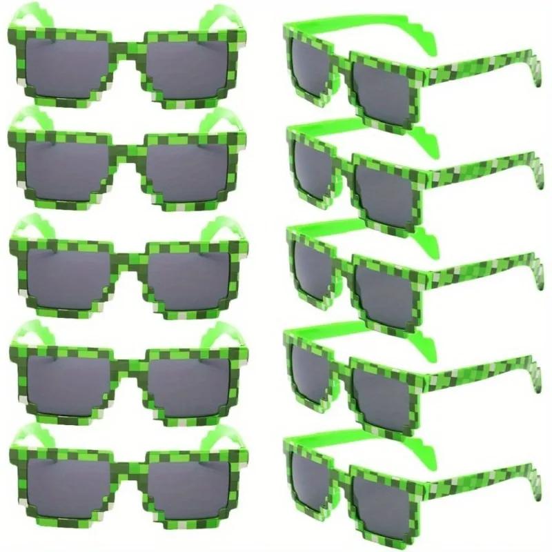 Paquet de 10 lunettes de joueur Pixel 8 bits, lunettes décoratives à monture en plastique, cadeaux d