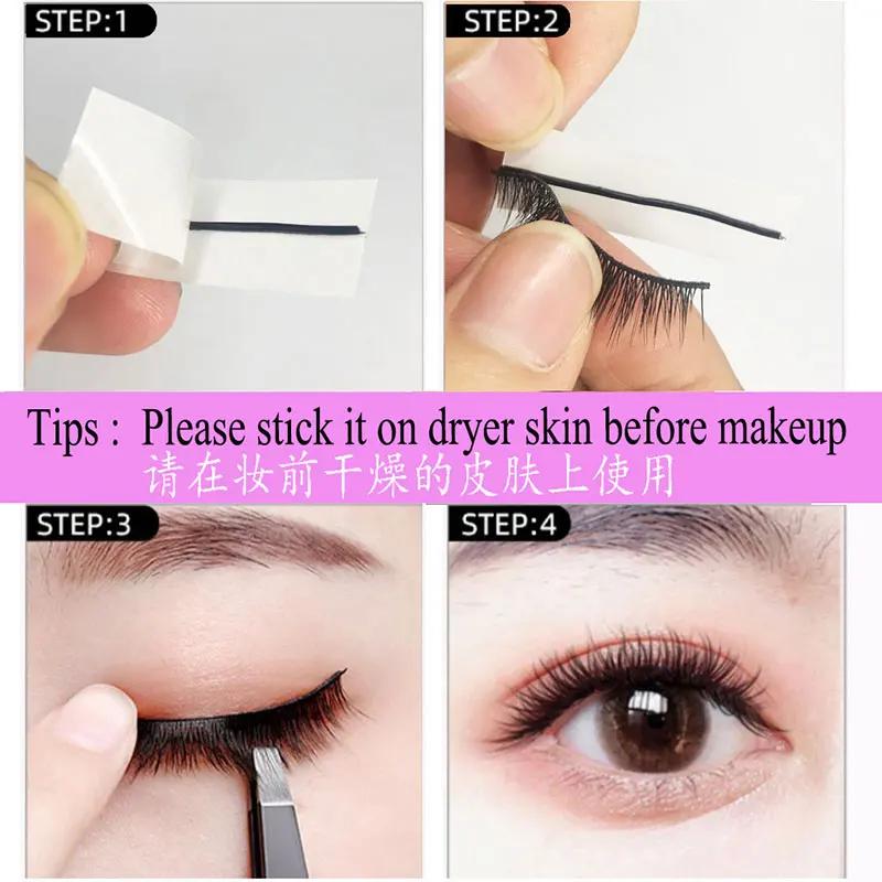 40 pièces/boîte réutilisable auto-adhésif sans colle cils bande de colle Extension de faux cils sans