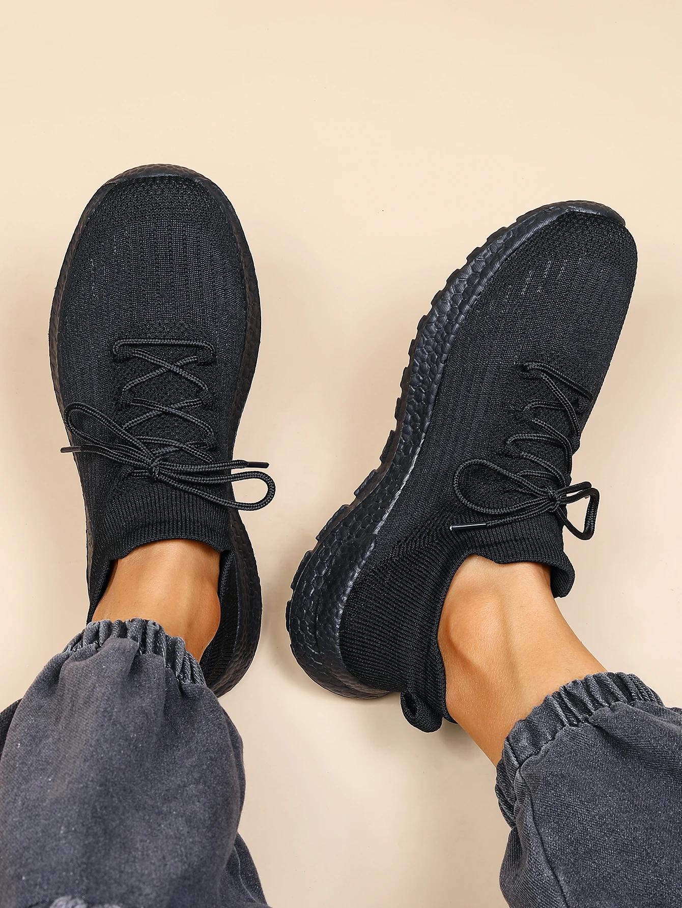 Chaussures course homme maille tissée - Baskets respirantes élastiques été avec chaussettes