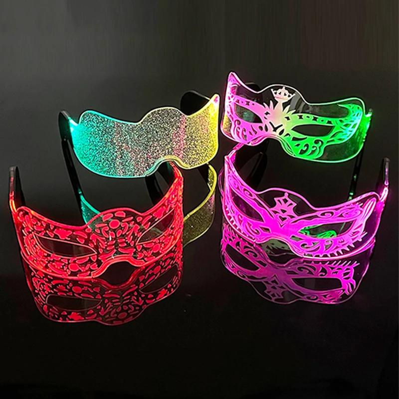 Lunettes de fête Shoous LED en acrylique, lunettes lumineuses, visière lumineuse au néon, lunettes d