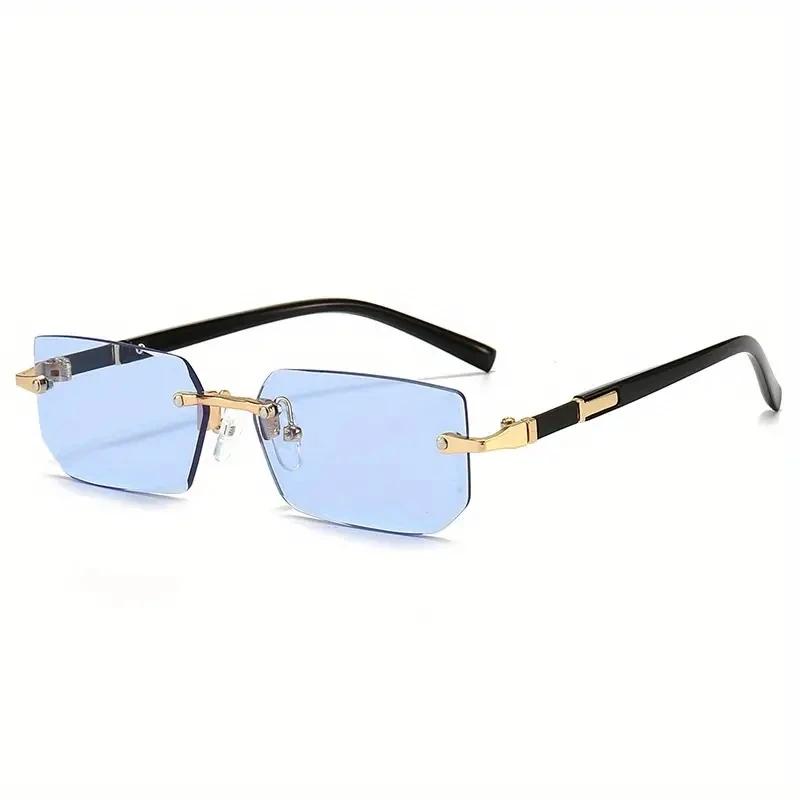 Lunettes de soleil rectangulaires sans monture pour hommes et femmes, nuances populaires, petites lu