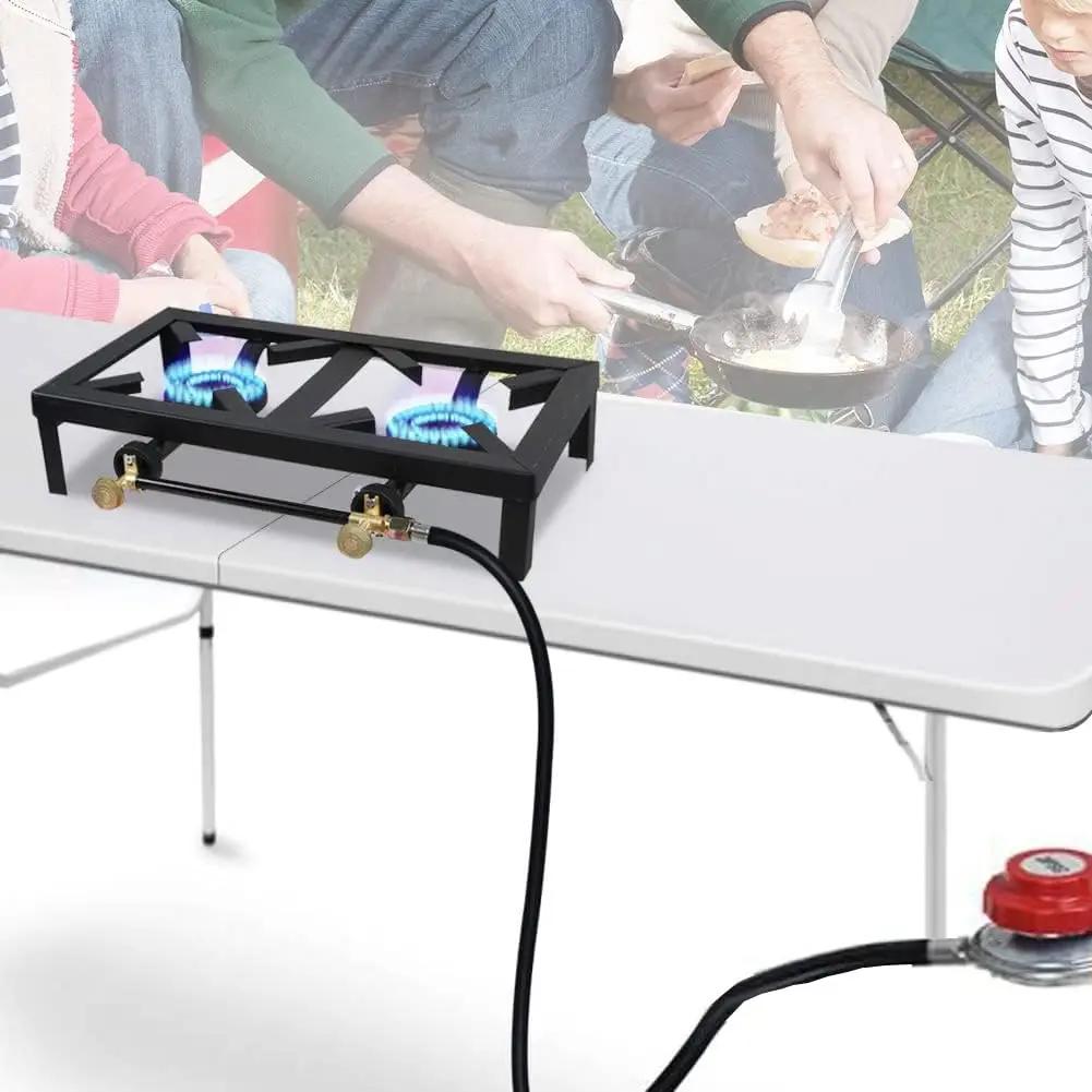 Réchaud de camp extérieur portable à double Eva, cuisinière à gaz propane, cuisinière à barbecue GPL