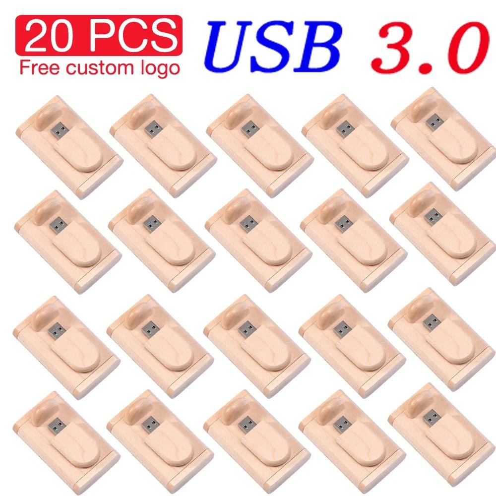 JASTER 20 PCS LOT Logo personnalisé gratuit USB 3.0 clé USB 128 GB belle boîte en bois clé mémoire 6
