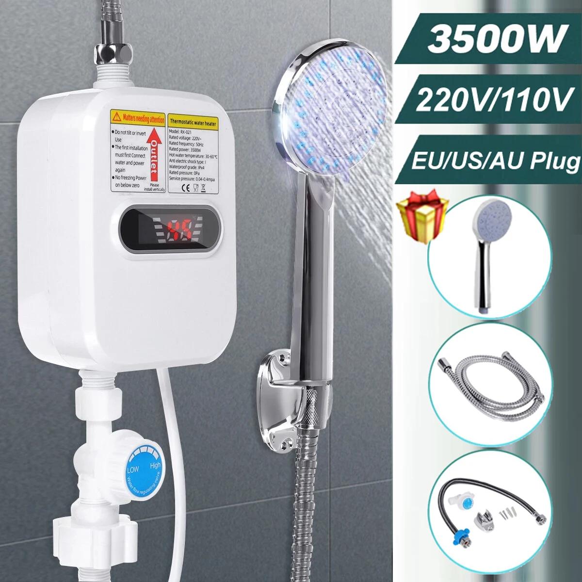 Chauffe-eau électrique instantané sans réservoir 3500W, prise EU/US, 220/110V, pour robinet de salle