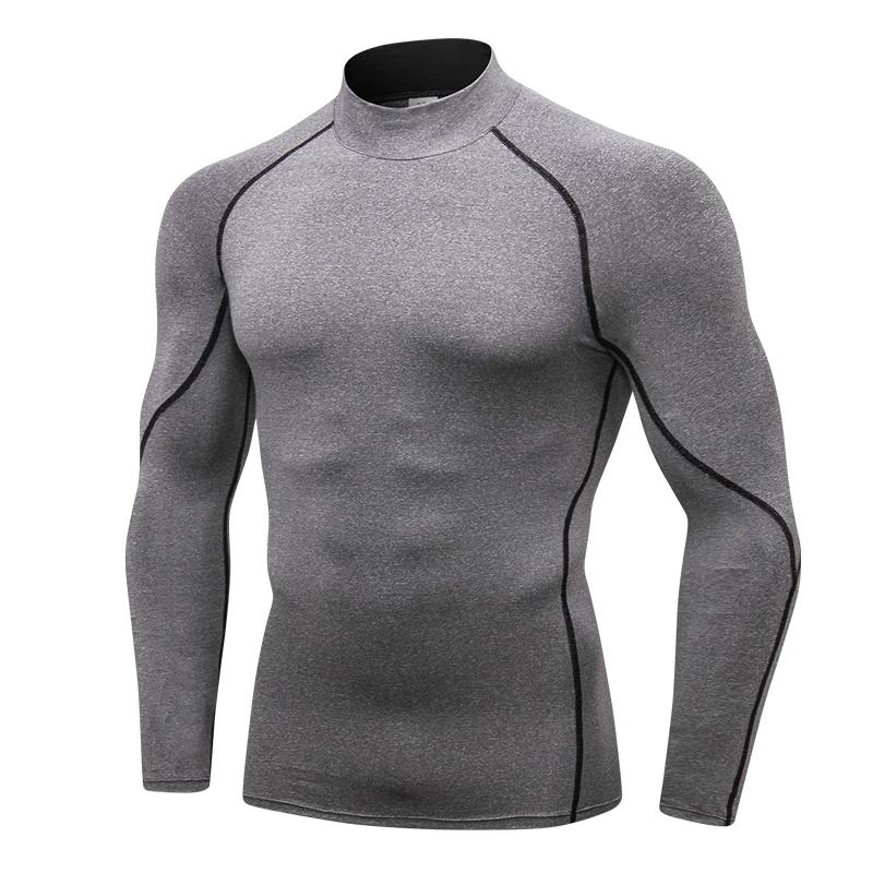 Chemises de Compression à manches longues et col haut pour hommes, collants de sport Cool et sec, Pr
