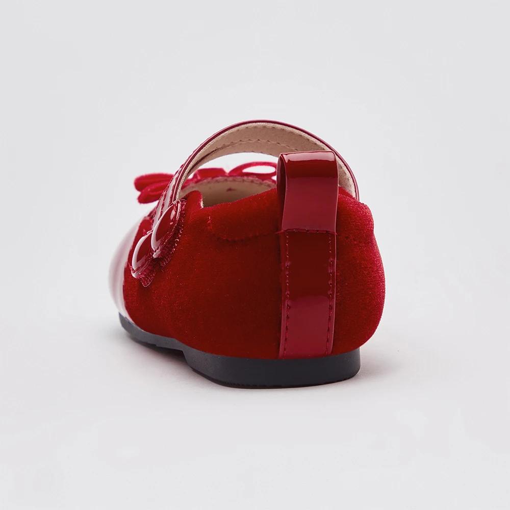 Dave Bella enfants chaussures en cuir automne printemps filles rétro rouge chaussures anti-dérapant