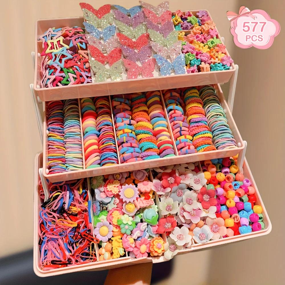 Ensemble d'accessoires pour cheveux pour filles, 577 pièces, couleurs assorties, épingles à cheveux