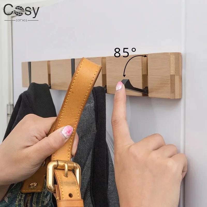 Crochet invisible en bois, créatif, en aluminium, blanc, noir, mural, porte-manteau, porte-serviette