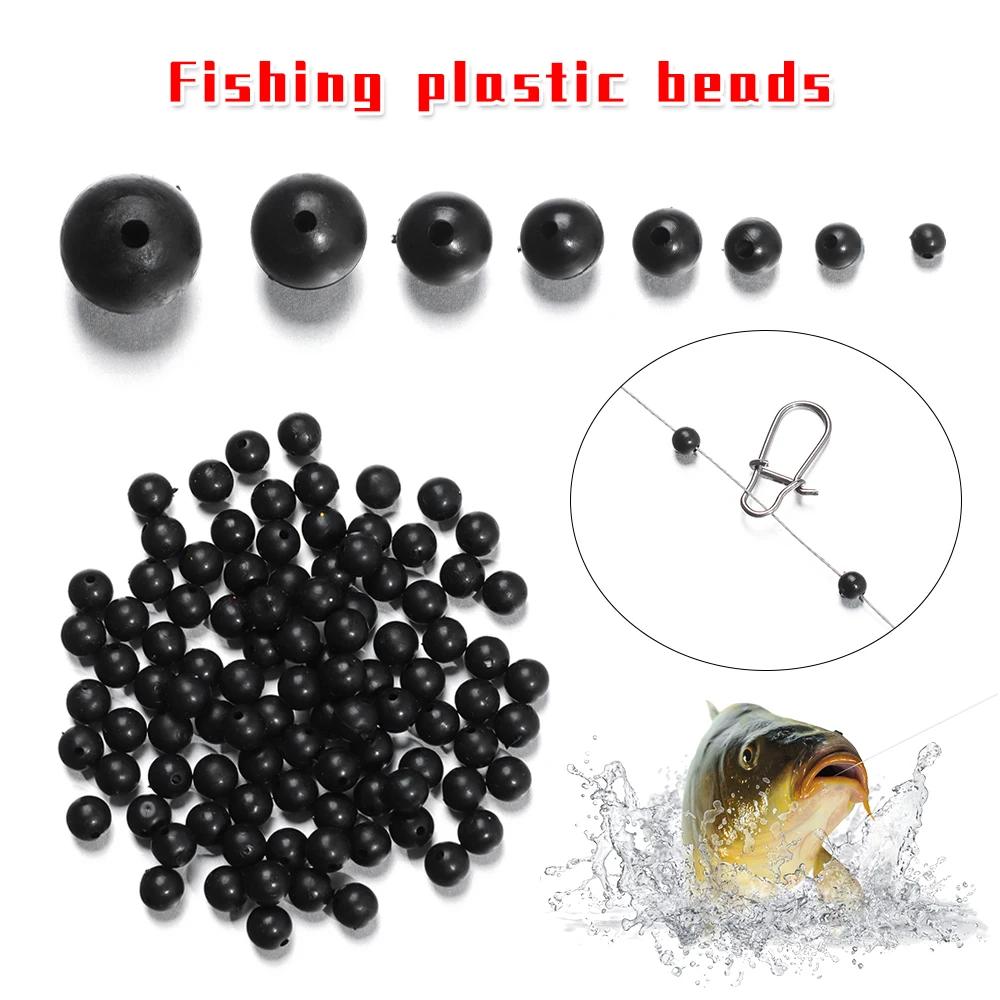 Perles de pêche rondes, souples et dures de 3mm à 12mm, accessoires pour leurres, hameçons, 100 pièc