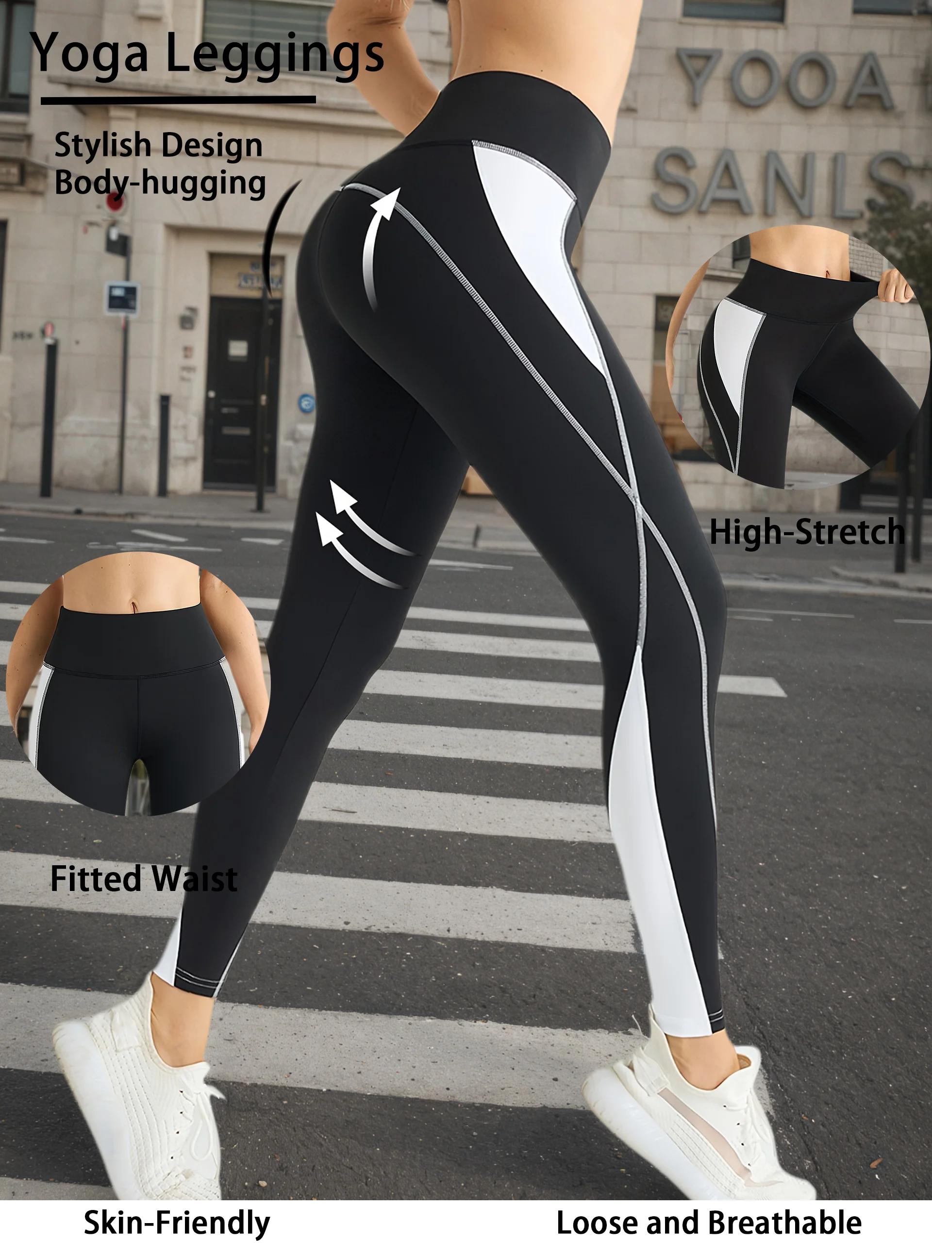 Pantalon de Yoga amincissant contrasté pour femmes, taille haute, levage des fesses, sensation nue,