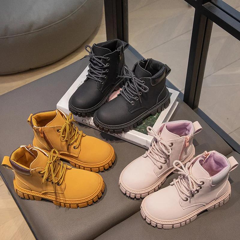 Mode garçon fille bottes courtes antidérapantes Style britannique bottes enfants côté fermeture écla