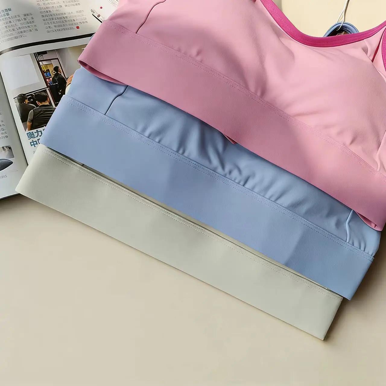 Soutien-gorge de sport une pièce à double bretelles croisées dans le dos, color block, séchage rapid