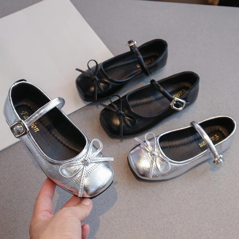 Chaussures de princesse en cuir pour filles, Mary Janes, simples, classiques, avec nœud papillon, Ch